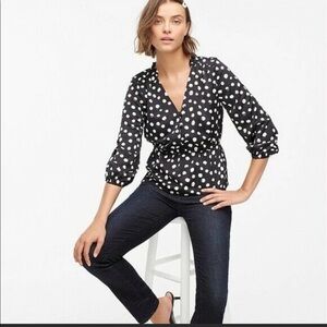 EUC J. Crew Polka Dot Peplum Blouse